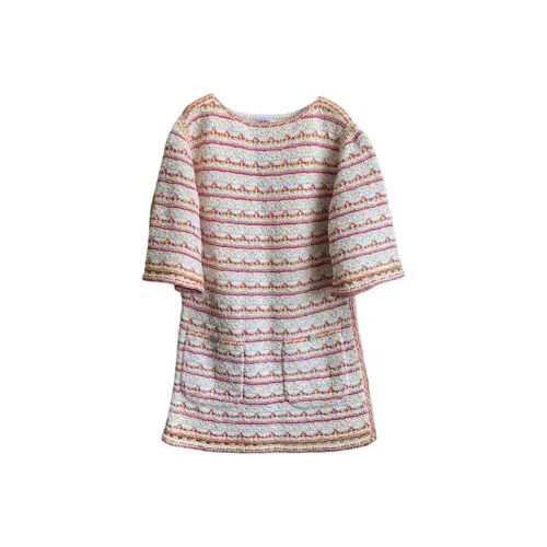 CHANEL Short Sleeved Dress Women's White