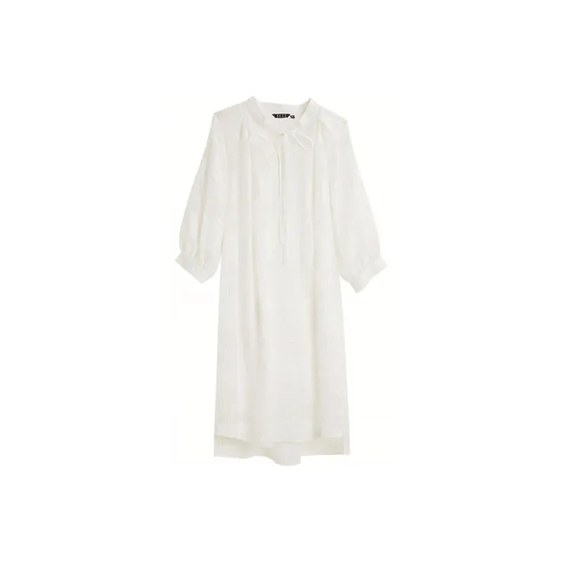 ELLE Long Sleeved Dresses Women's White-0