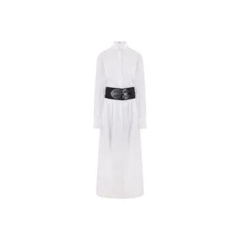 Alaia Belted Poplin Shirt Dress