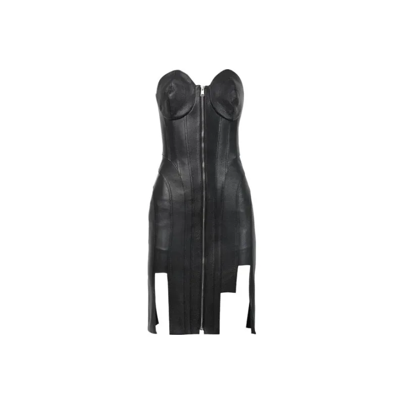Nensi Dojaka Leather Corset Cone Dress-0