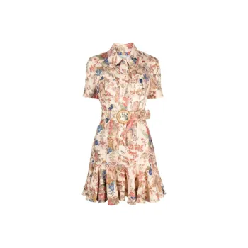 Zimmermann Floral Printed August Belted Mini Dress