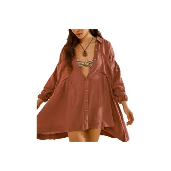 FREE PEOPLE The Voyager Shirtdress Long-Sleeved Dresses Women's Antique Oak