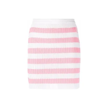 BALMAIN Short Striped Knitted Skirt 'Pink'