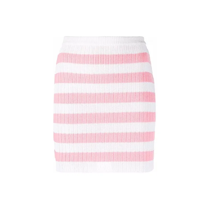 BALMAIN Short Striped Knitted Skirt 'Pink'-0