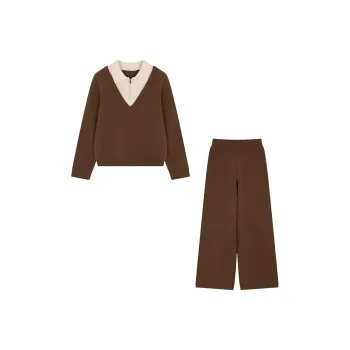 Mo Han Yi Mei Casual Suit Women's Coffee With Beige