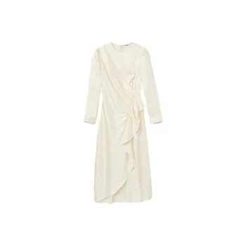 Sandro Asymmetric Satin Midi Dress