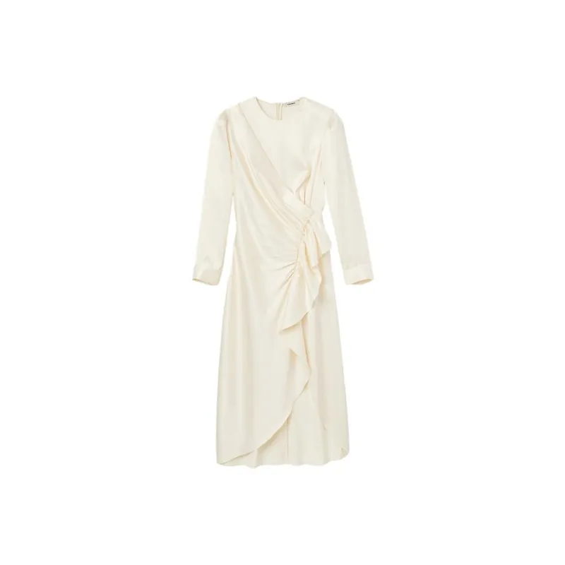 Sandro Asymmetric Satin Midi Dress-0