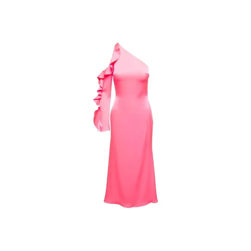 DAVID KOMA One-Sleeved Ruffled Midi Dress