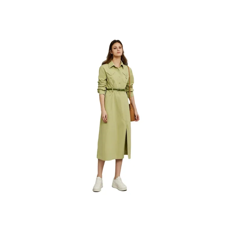 ELLE Long Sleeved Dresses Women's Green-0