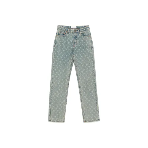 Marine Serre Moon Laser Denim Curved Jeans 'Light Beige'