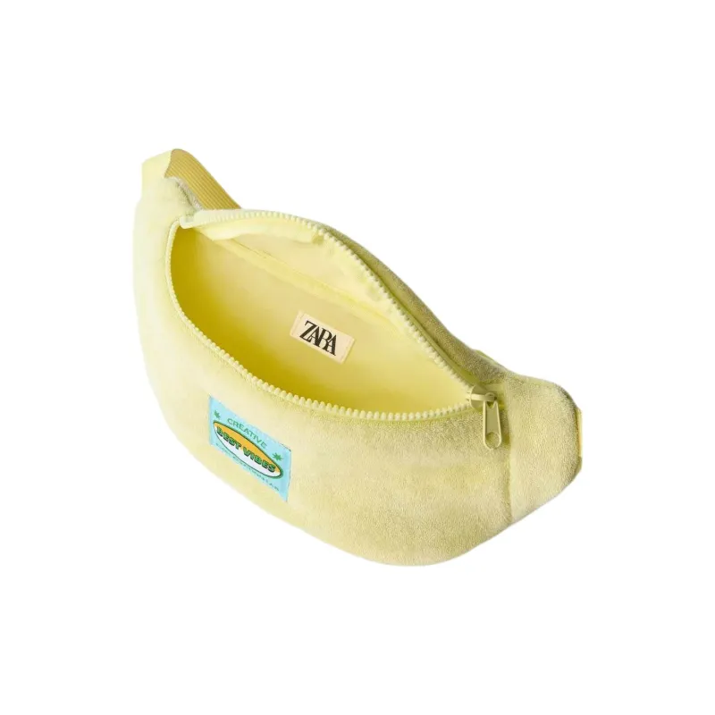 ZARA Towel Fabric Fanny Pack Women's Light Yellow-2