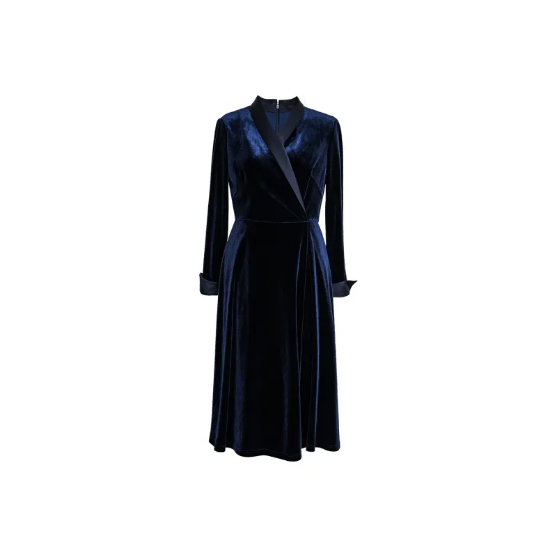 ROEYSHOUSE Long Sleeved Dress Women's Dark Blue-0
