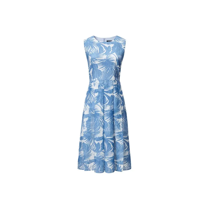 Yan Domain Sleeveless Dress Women's Blue Flower-0