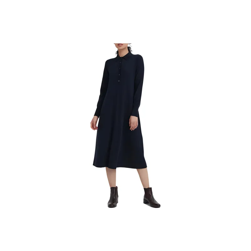 UNIQLO Long-Sleeved Dresses Women's Navy Blue-0