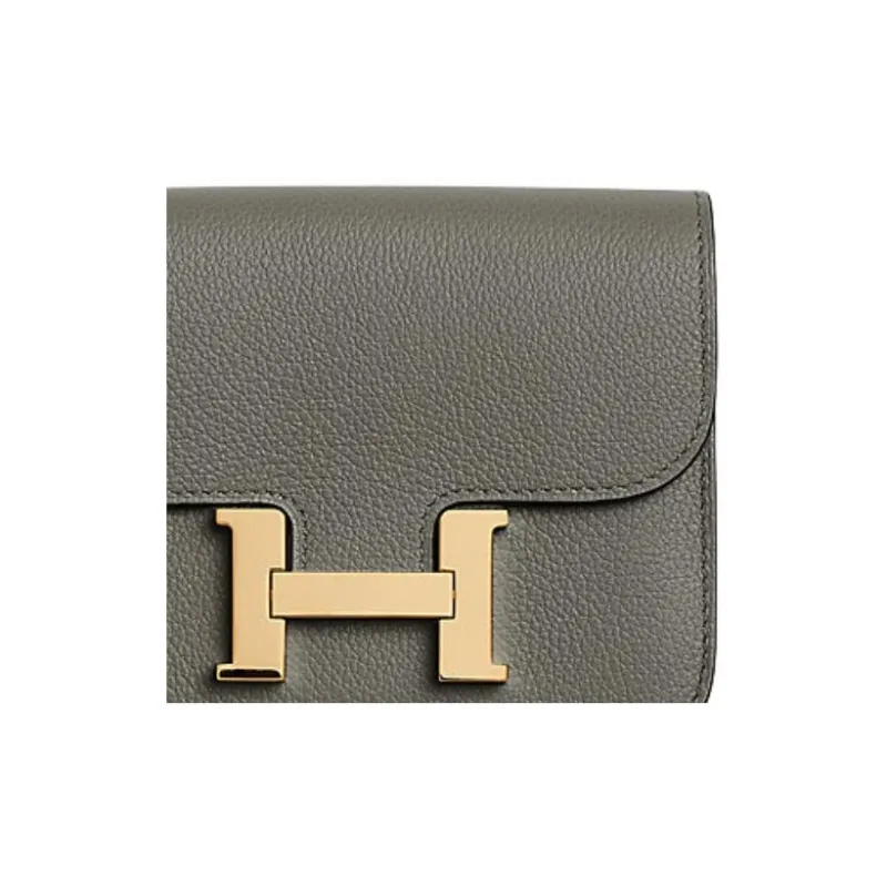 HERMES Constance Slim Evercolor Leather Wallet, Card Holder, Fanny Pack Women's 0L Grismeyer Rain Cloud Gray-4