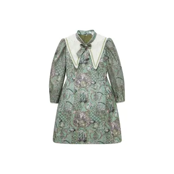LULUALWAYS Long-Sleeved Dresses Women's Green
