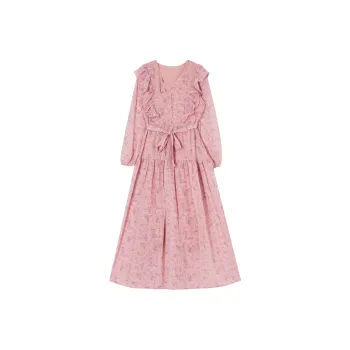 QYPRF Long-Sleeved Dresses Women's Pink