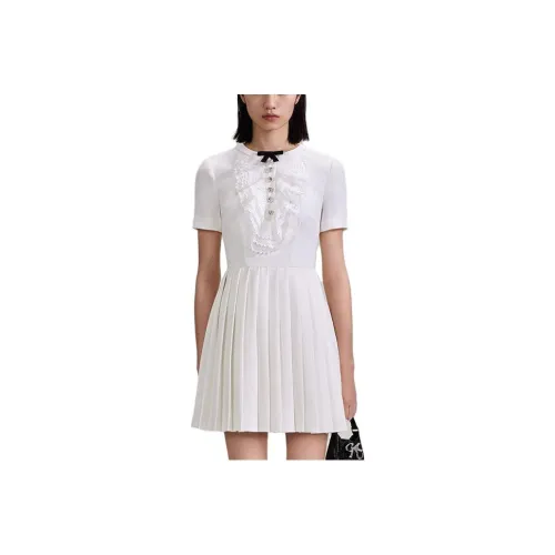 Self portrait Lace Detailed Pleated Mini Dress