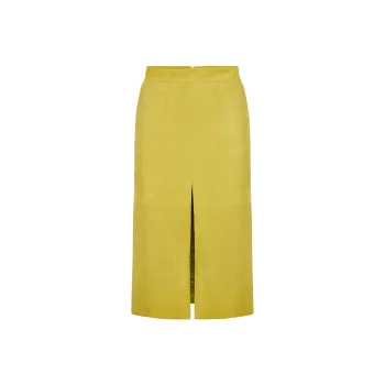 Iceberg Leather Long Skirt Women's Lemon Yellow