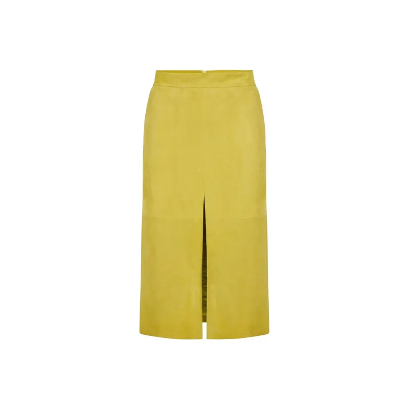 Iceberg Leather Long Skirt Women's Lemon Yellow-0