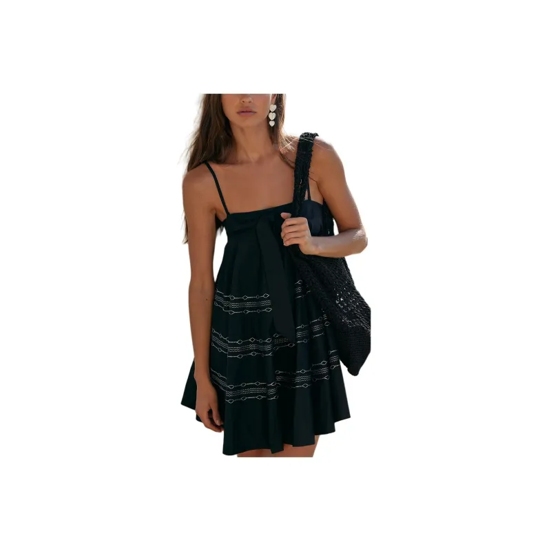 FREE PEOPLE Full Swing Mini Dress Sleeveless Dress Women's Black-0