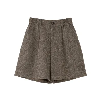 Fstudio Korean Petite Commute Vintage Sheep Wool Shorts Women's