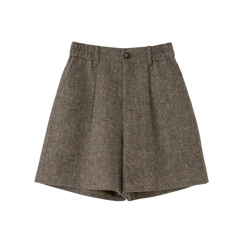 Fstudio Korean Petite Commute Vintage Sheep Wool Shorts Women's-0