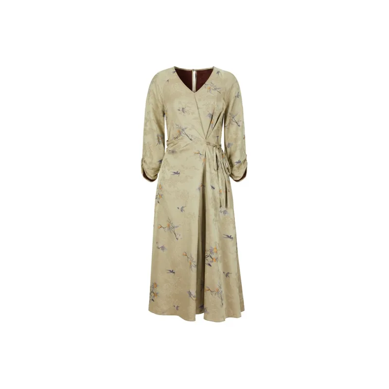 JZ. ANNAKRO x FEIYISONGJINQIANXIAOPING LIANMINGKUAN Long-Sleeved Dresses Women's Floral Light Green-0