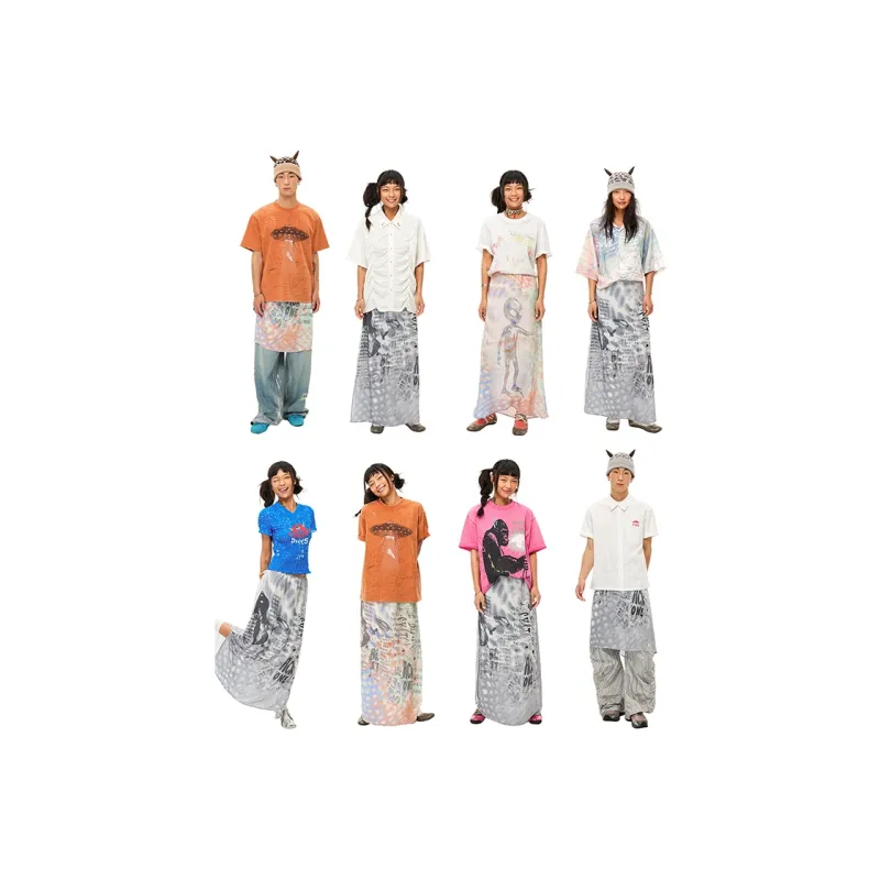 WULISHAONIAN Casual Long Skirts Unisex-13