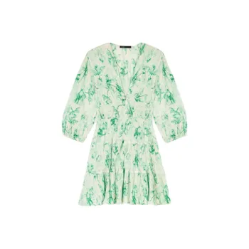 Maje Patterned Pleated Mini Dress