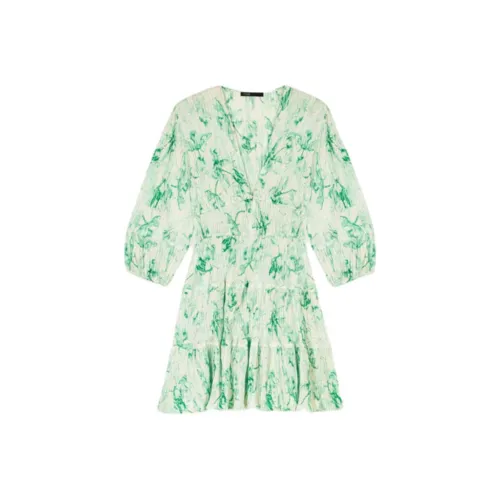 Maje Patterned Pleated Mini Dress