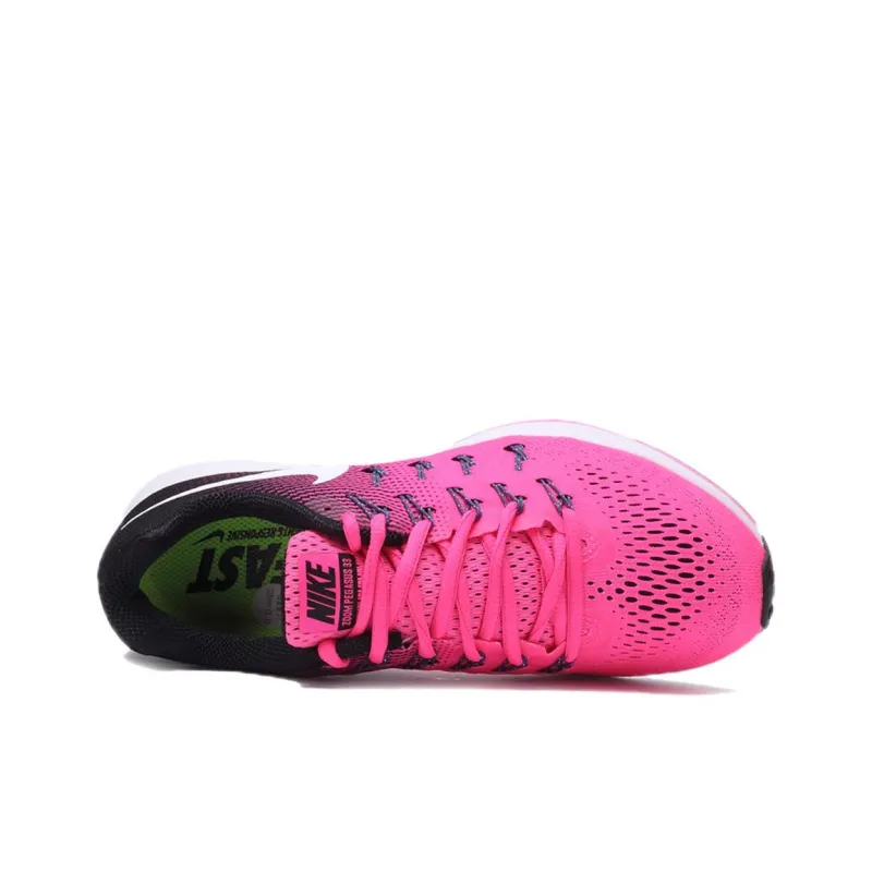 Nike Air Zoom Pegasus 33 Anti Slip Wear Resistant Low Top Running Shoes Women's Pink Black-2