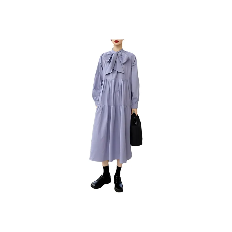 Wbwq Long Sleeved Dresses Women's Purple-0