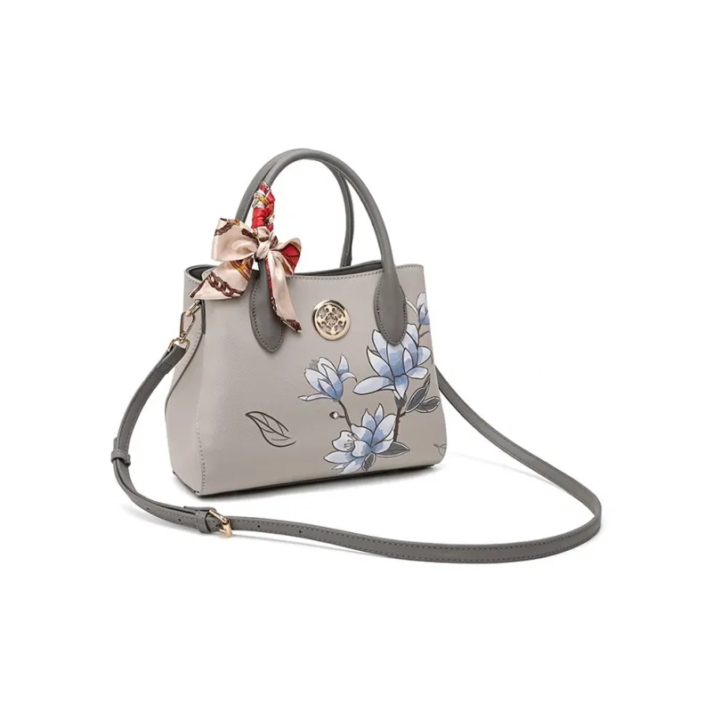 CLEVER& KETCH PU Handbag Women's Gray/Ecru-1