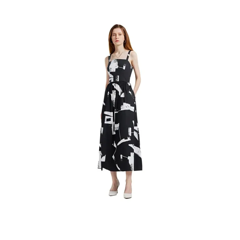 NINE WEST Slip Dress Women's Black With Floral Pattern-0