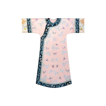 YICHENGFENGXU Long-Sleeved Dresses Women's Pink Butterfly Embroidered Reproduction Style Shirt