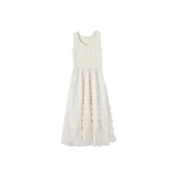 XIANGYING Sleeveless Dress Women's Beige