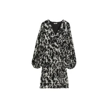 H&M Long-Sleeved Dresses Women's Black/Leopard Print