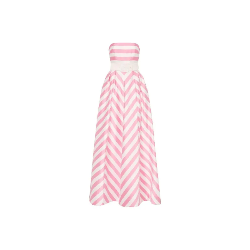 Rebecca Vallance Jocelyn Striped Strapless Gown-0