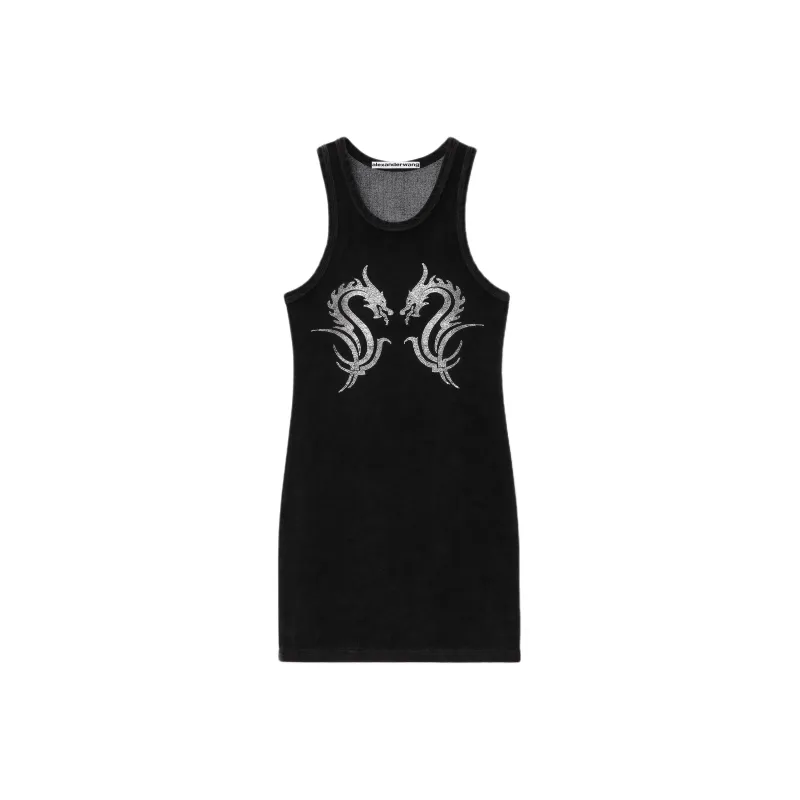 Alexander Wang Dragon Hotfix Velour Minidress-0