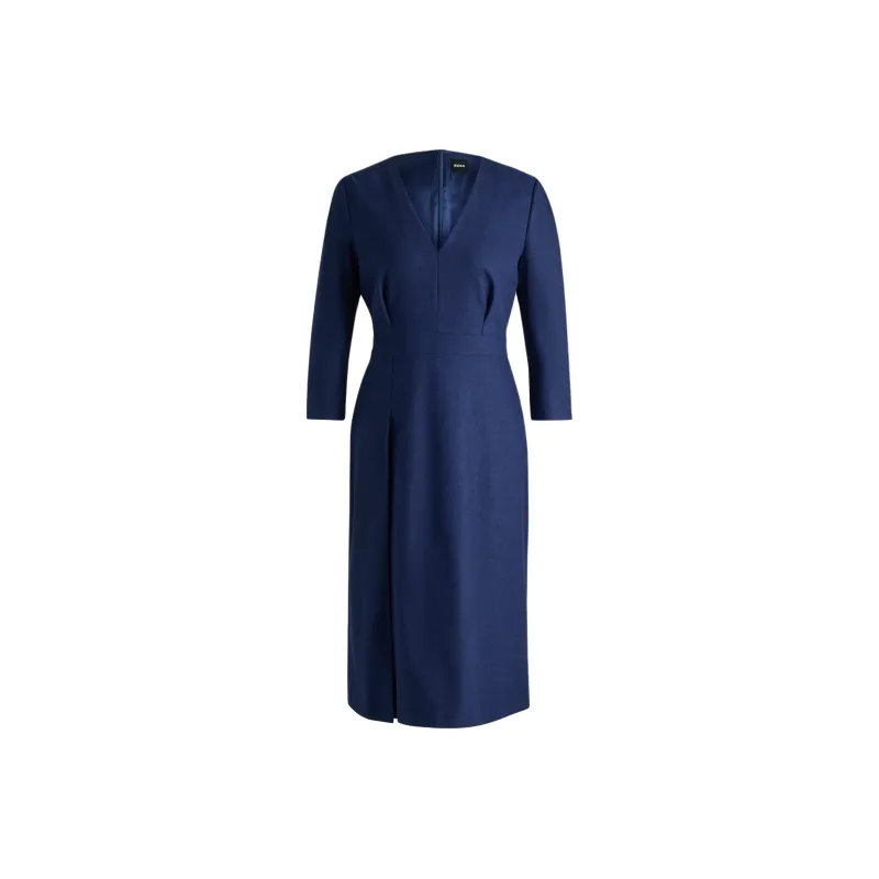 HUGO BOSS FW24 Long-Sleeved Dresses Women's Blue-0