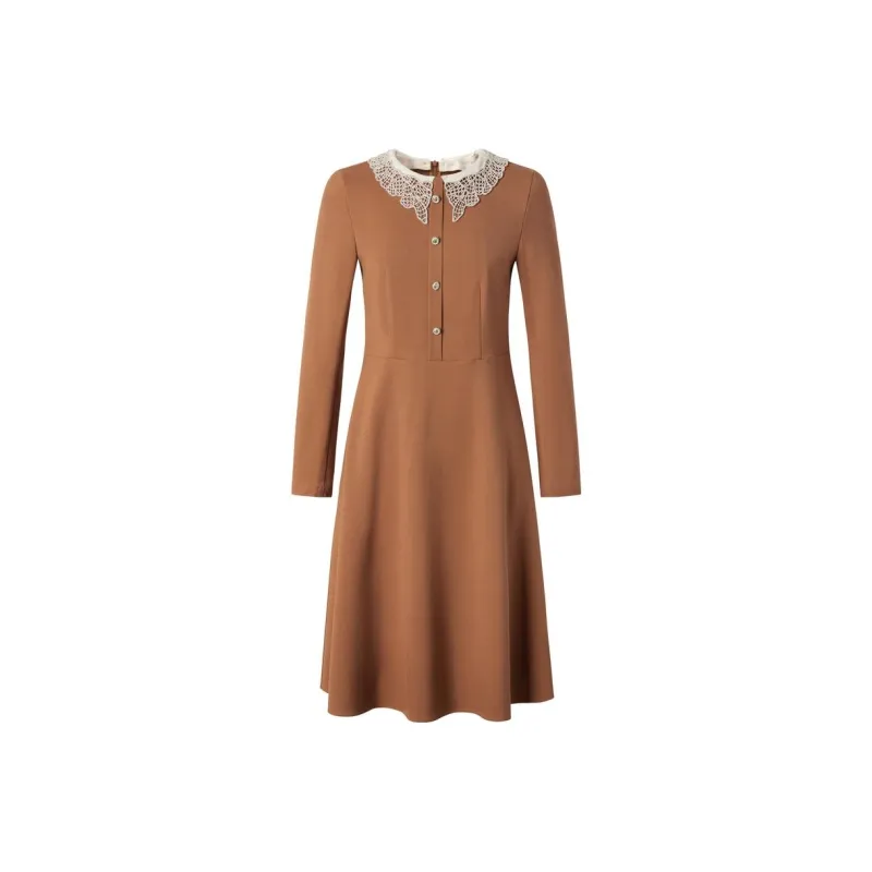 JZ. ANNAKRO Long Sleeved Dresses Women's Camel-0