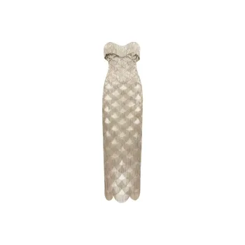 Oscar De La Renta Chain-fringed Strapless Maxi Dress