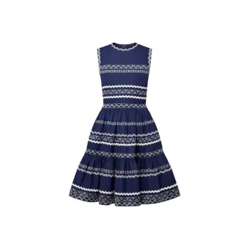 LOUIS VUITTON Graphic Trim Tiered Dress