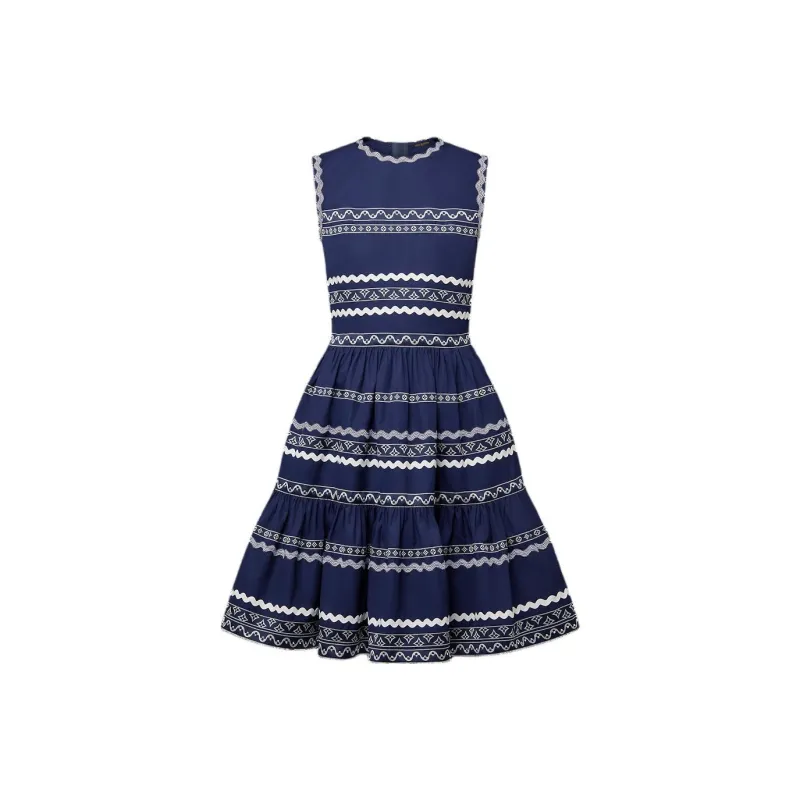 LOUIS VUITTON Graphic Trim Tiered Dress-0