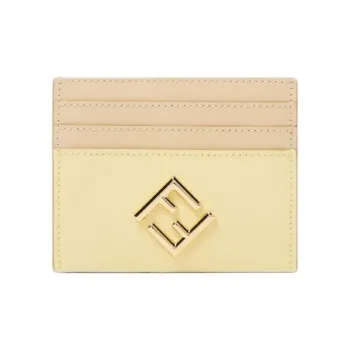 FENDI FF Diamonds Series Calfskin Card Holder Women's Yellow