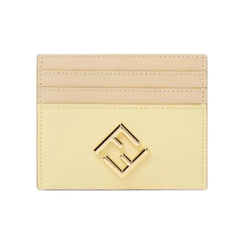 FENDI FF Diamonds Series Calfskin Card Holder Women's Yellow-0