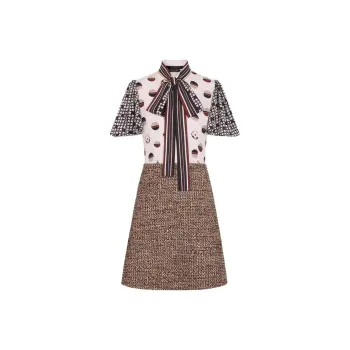 LOUIS VUITTON Short Sleeved Dresses Women's Multicolor
