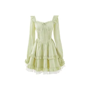 AFGGD Long Sleeved Dresses Women's Green
