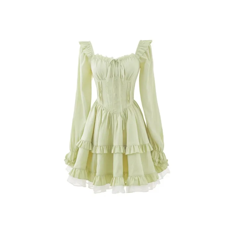 AFGGD Long-Sleeved Dresses Women's Green-0
